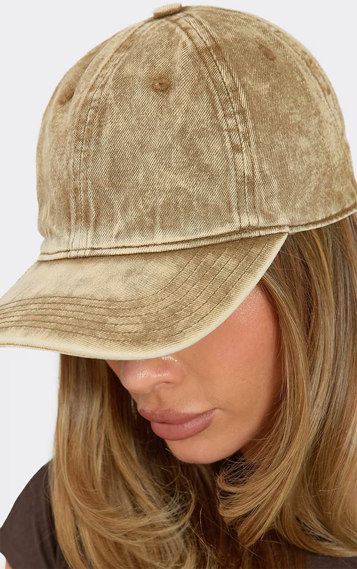 EGO Baseball Cap In Beige Acid Wash, Women's Size UK 0