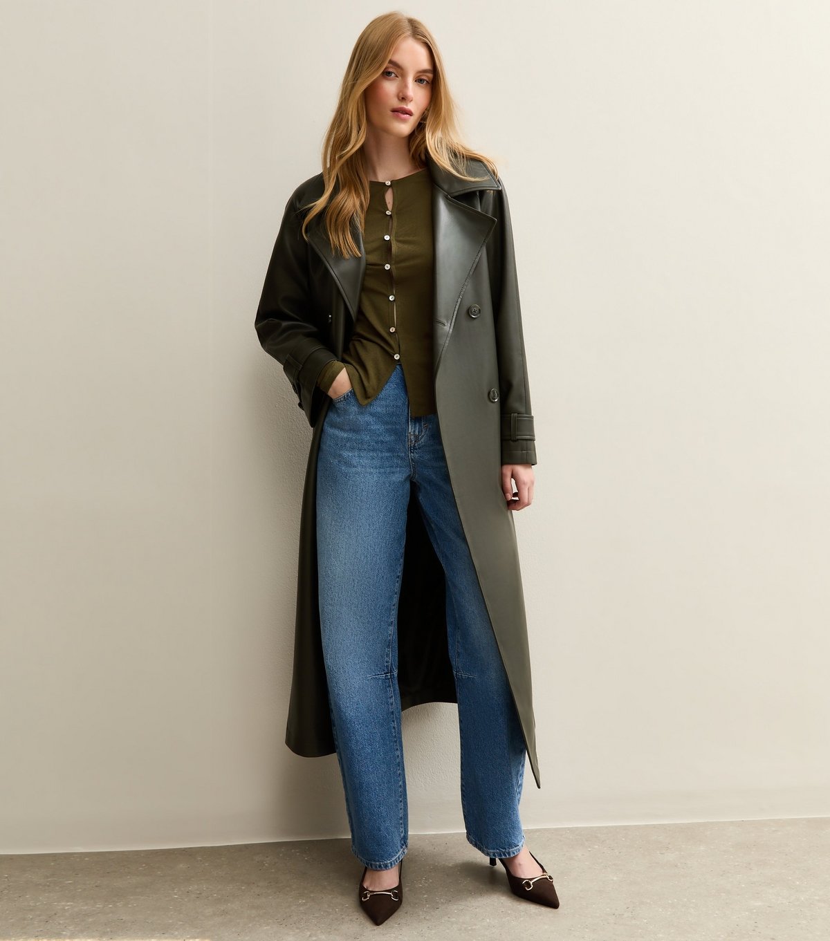 New Look Women's Green Button Through Long Sleeve Top New Look - 3