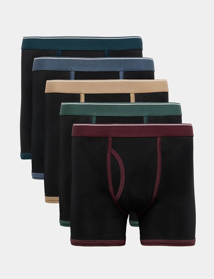 Marks & Spencer M&S 5 Pack Cotton Stretch Trunks Black Mix - 1