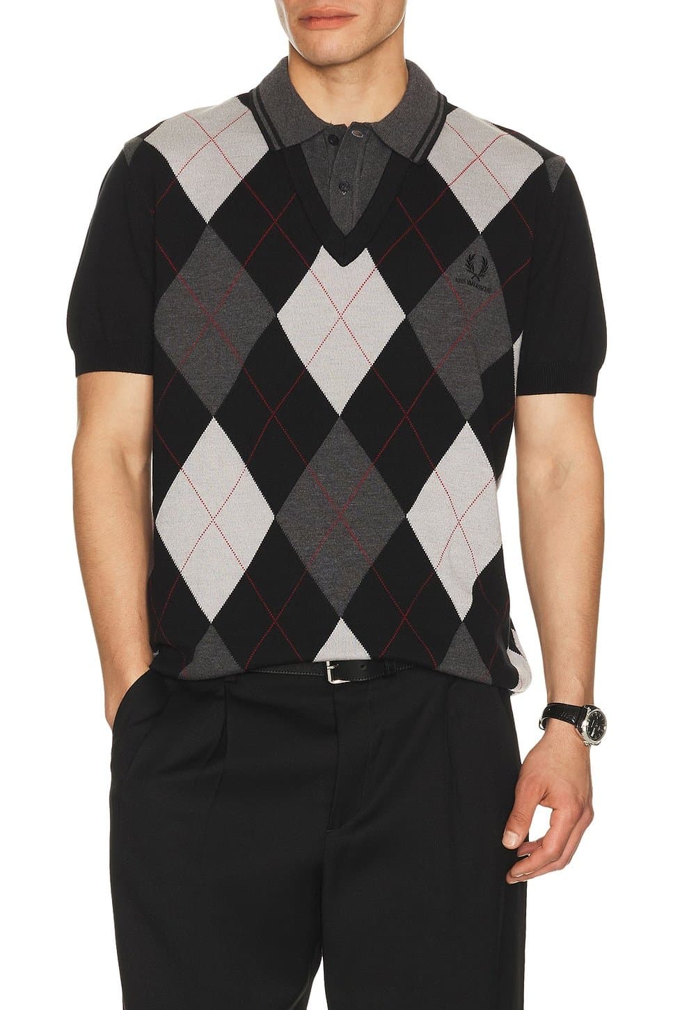 revolve x Kris Van Assche Argyle Knitted Shirt