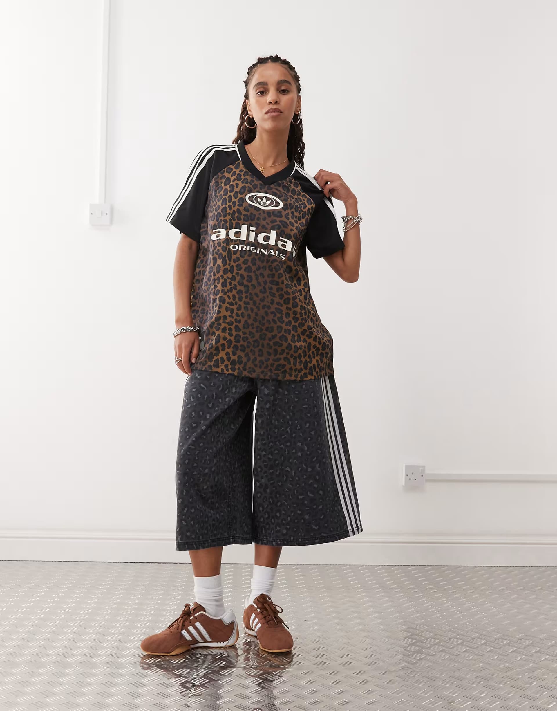 ASOS adidas Originals football shirt in leopard print - MULTI