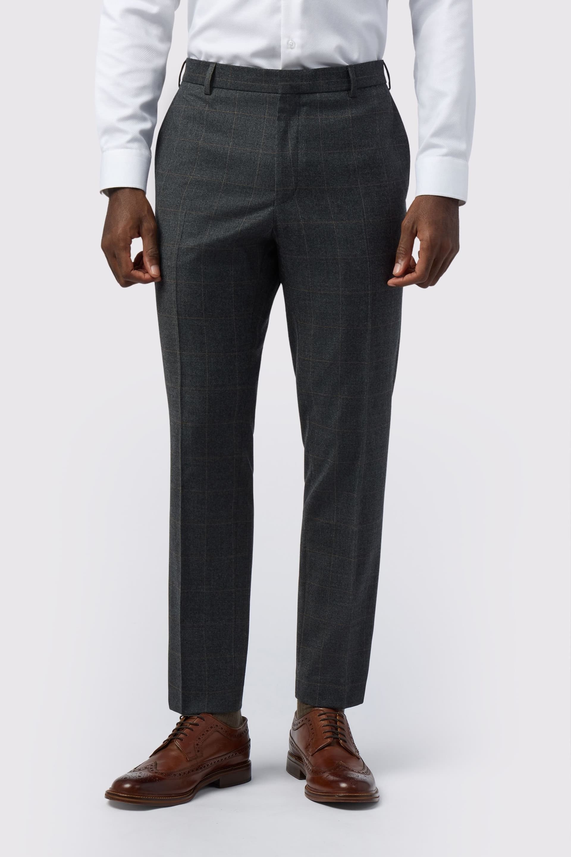 Ted Baker Ted Baker Men's Slim Fit Overcheck Trousers in Grey