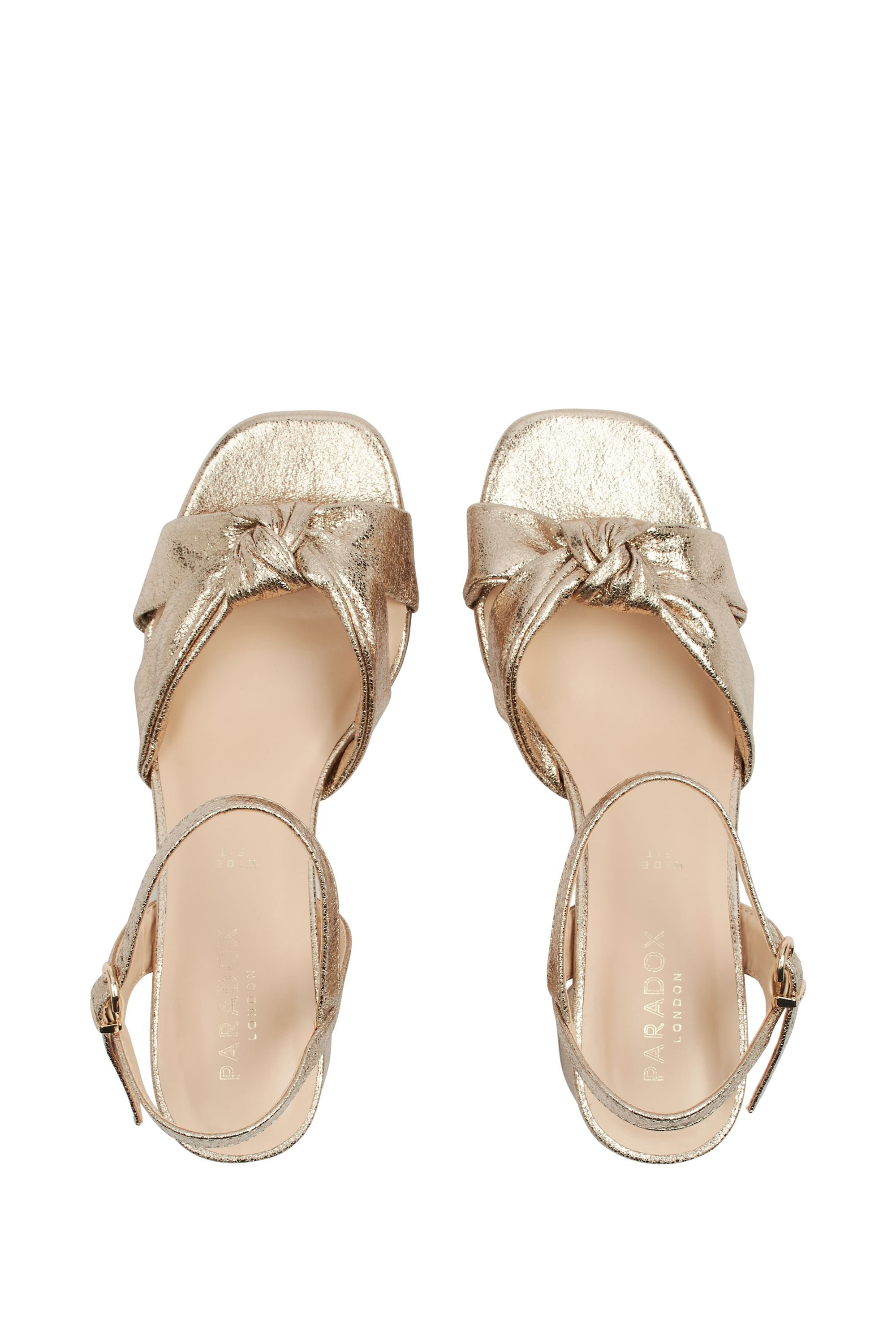 Paradox London Paradox London Women's 'Nalani' Wide Fit Block Heel Sandal in Gold - 3