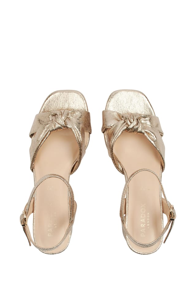 Paradox London Paradox London Women's 'Nalani' Wide Fit Block Heel Sandal in Gold - 3