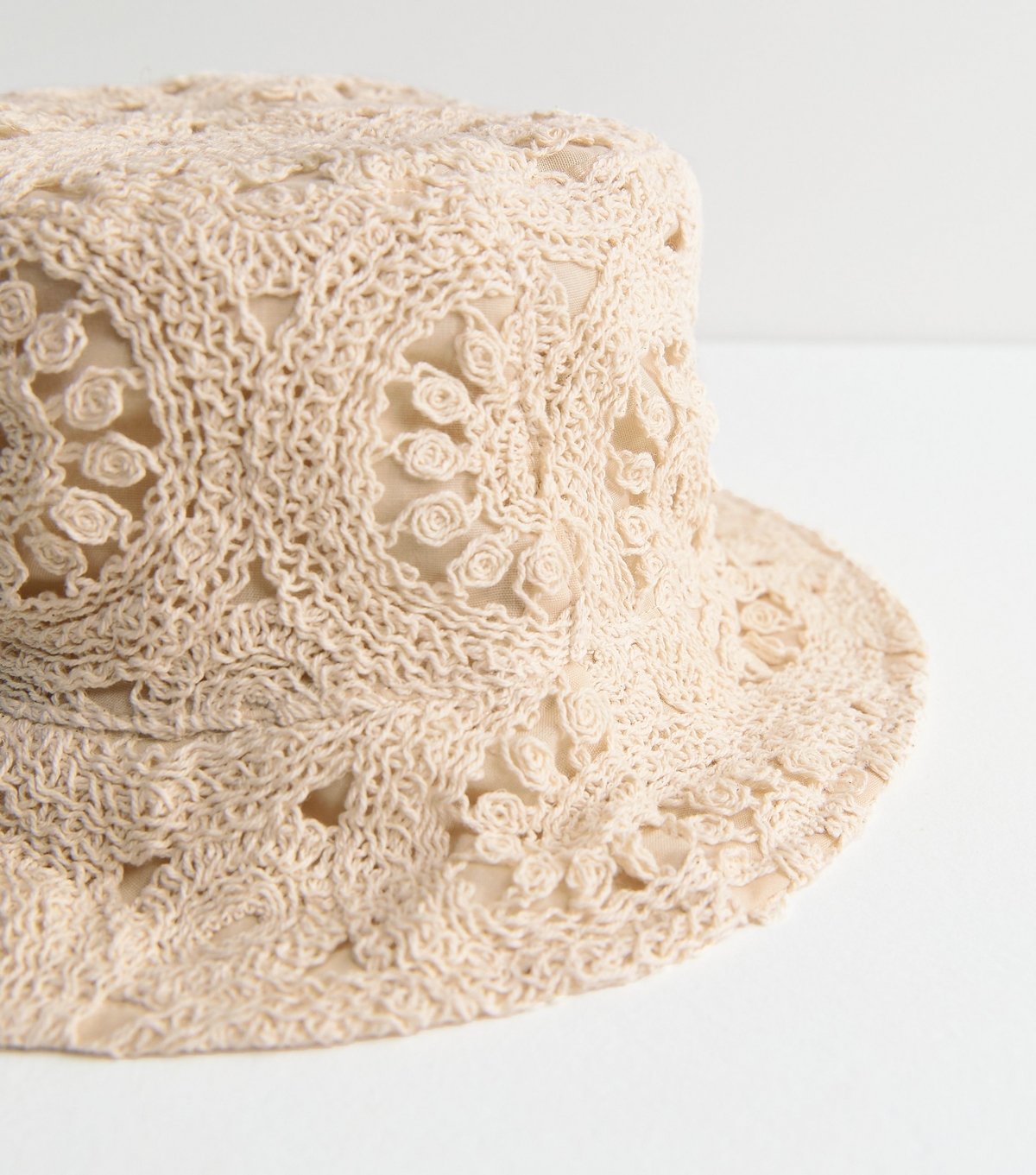 New Look Cream Crochet Bucket Hat New Look - 3