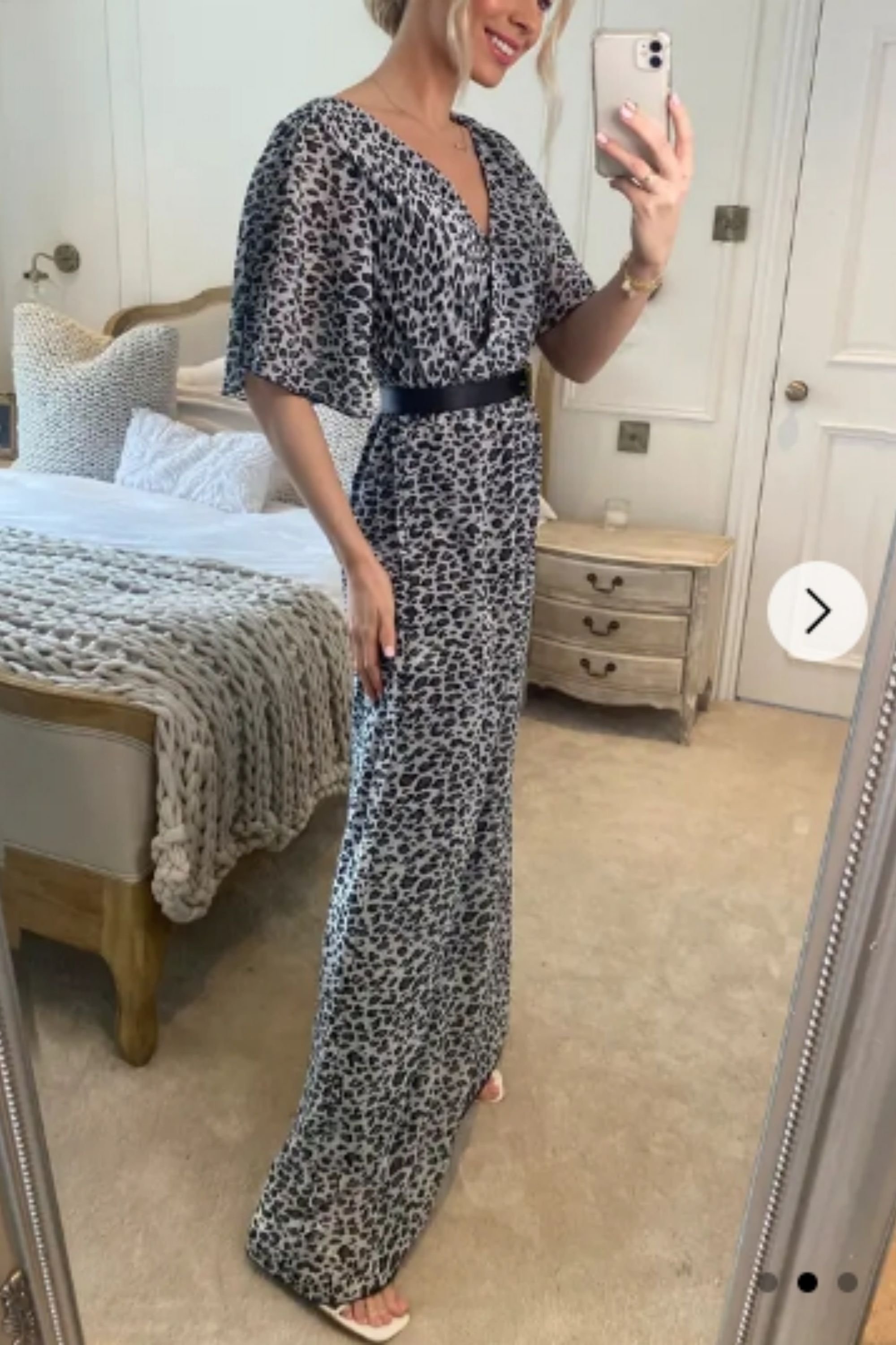 CY CY Women's Chiffon Wrap Maxi Dress In Leopard Print in Grey - 2