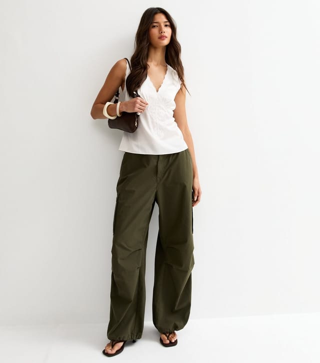 New Look Women's Off White Satin Lace Trim Cami Top New Look - 3