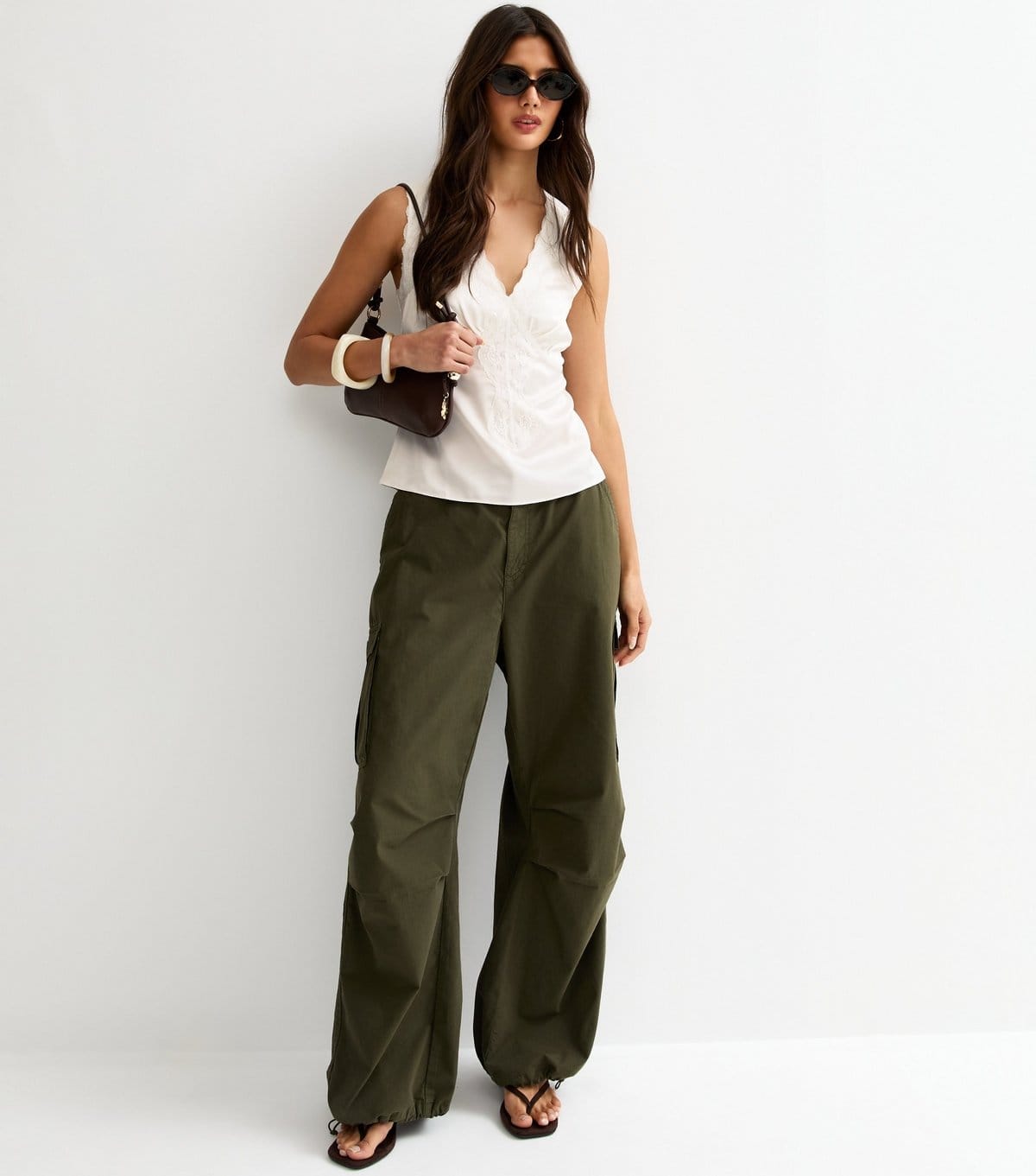 New Look Women's Off White Satin Lace Trim Cami Top New Look - 4