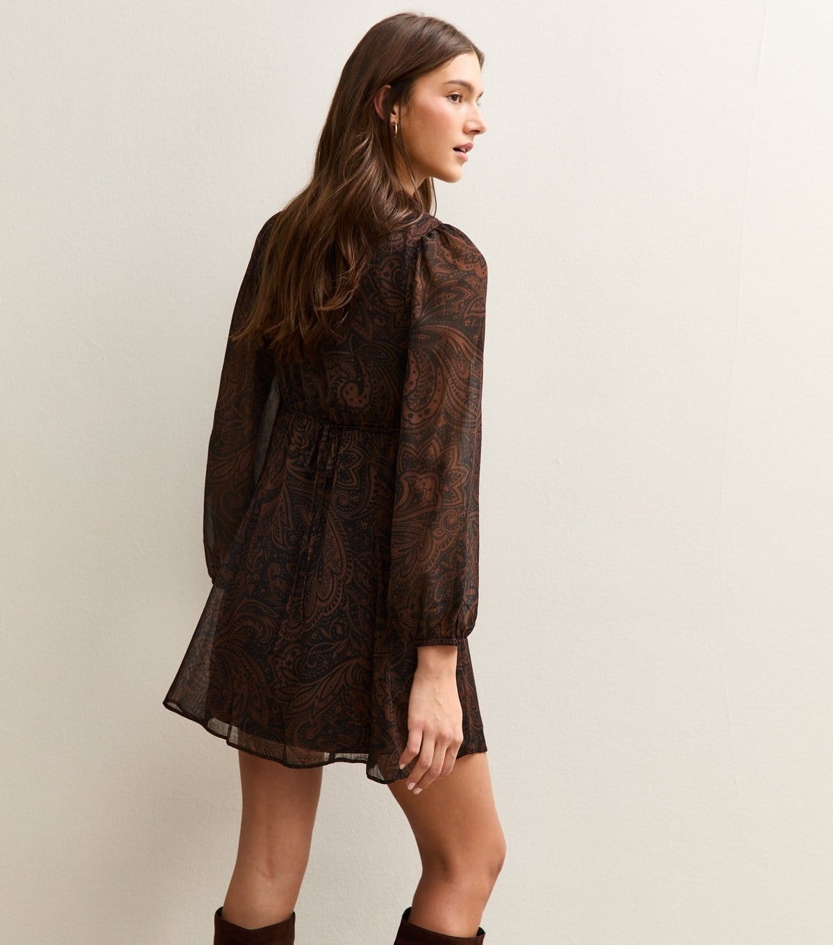 New Look Women's Brown Paisley Chiffon Mini Dress New Look - 4