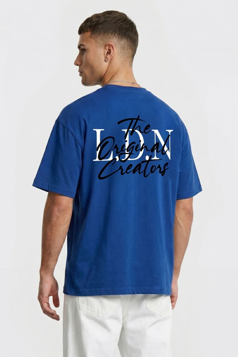 LONDON ATTITUDE LONDON ATTITUDE Men's Original Creators Oversized Heavyweight Streetwear Graphic T-Shirt in Royal