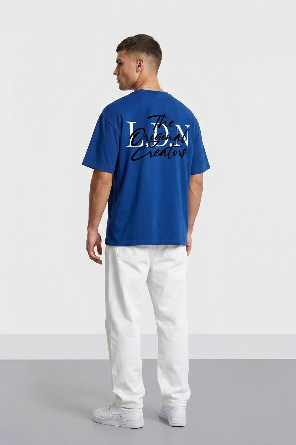LONDON ATTITUDE LONDON ATTITUDE Men's Original Creators Oversized Heavyweight Streetwear Graphic T-Shirt in Royal - 4