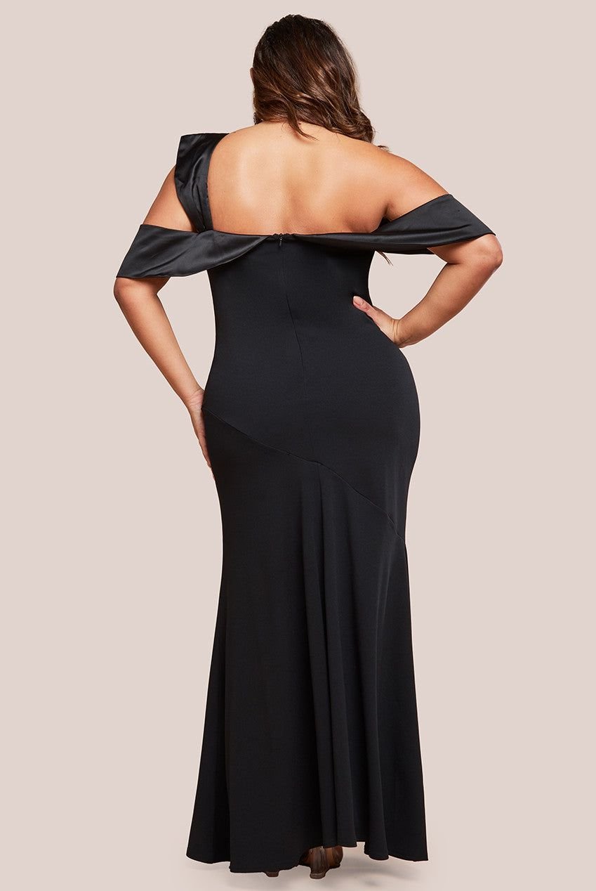 Goddiva Goddiva Women's One Shoulder Satin Band Maxi Dress in Black - 2
