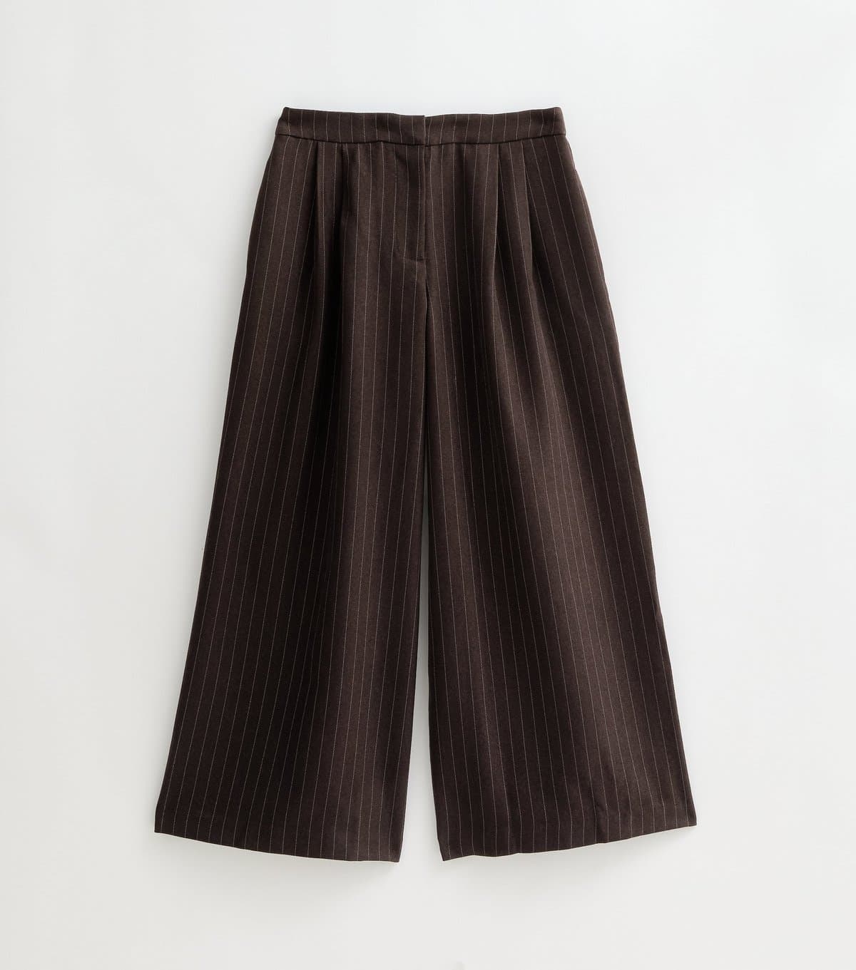 New Look Women's Petite Brown Pinstripe Wide Leg Tailored Trousers New Look