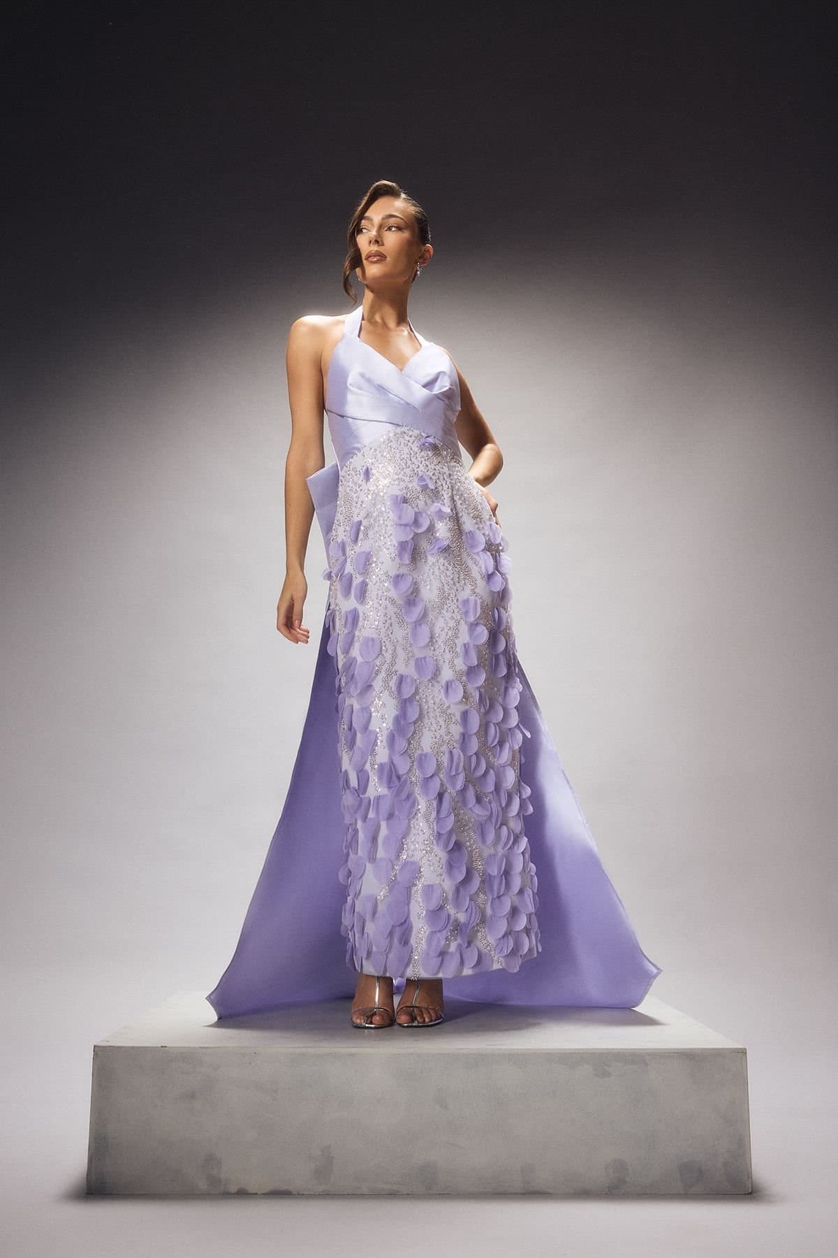 Coast Coast Women's Couture Halterneck Embellished Maxi Dress With Exaggerated Bow Back in Lilac