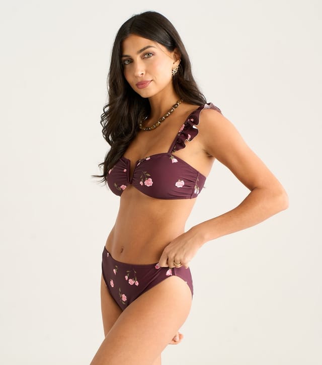 Gini London Women's Brown Floral Print Bikini Bottoms Gini London New Look - 3