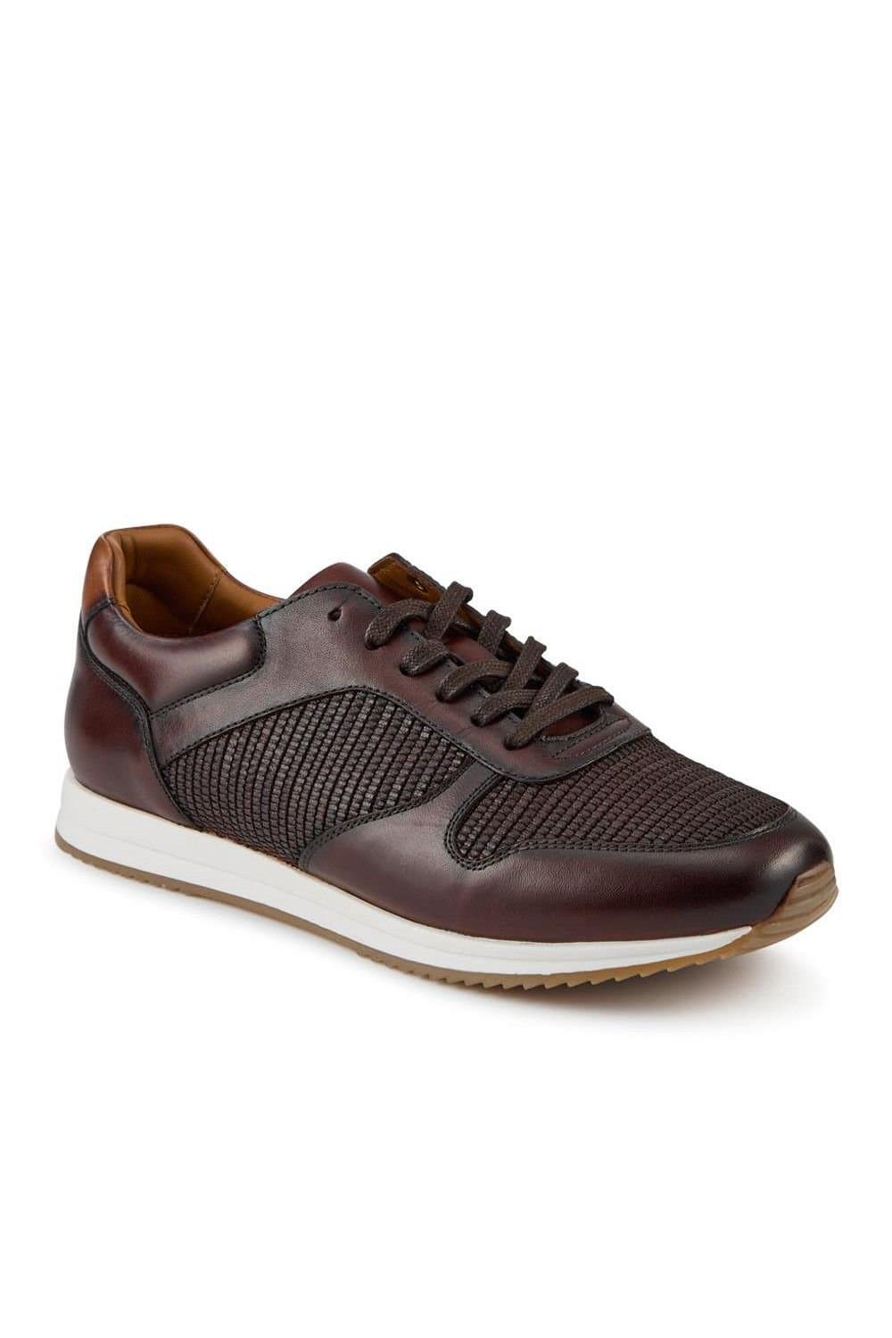 Jones Bootmaker Jones Bootmaker Brown Leather Lace-Up Trainers