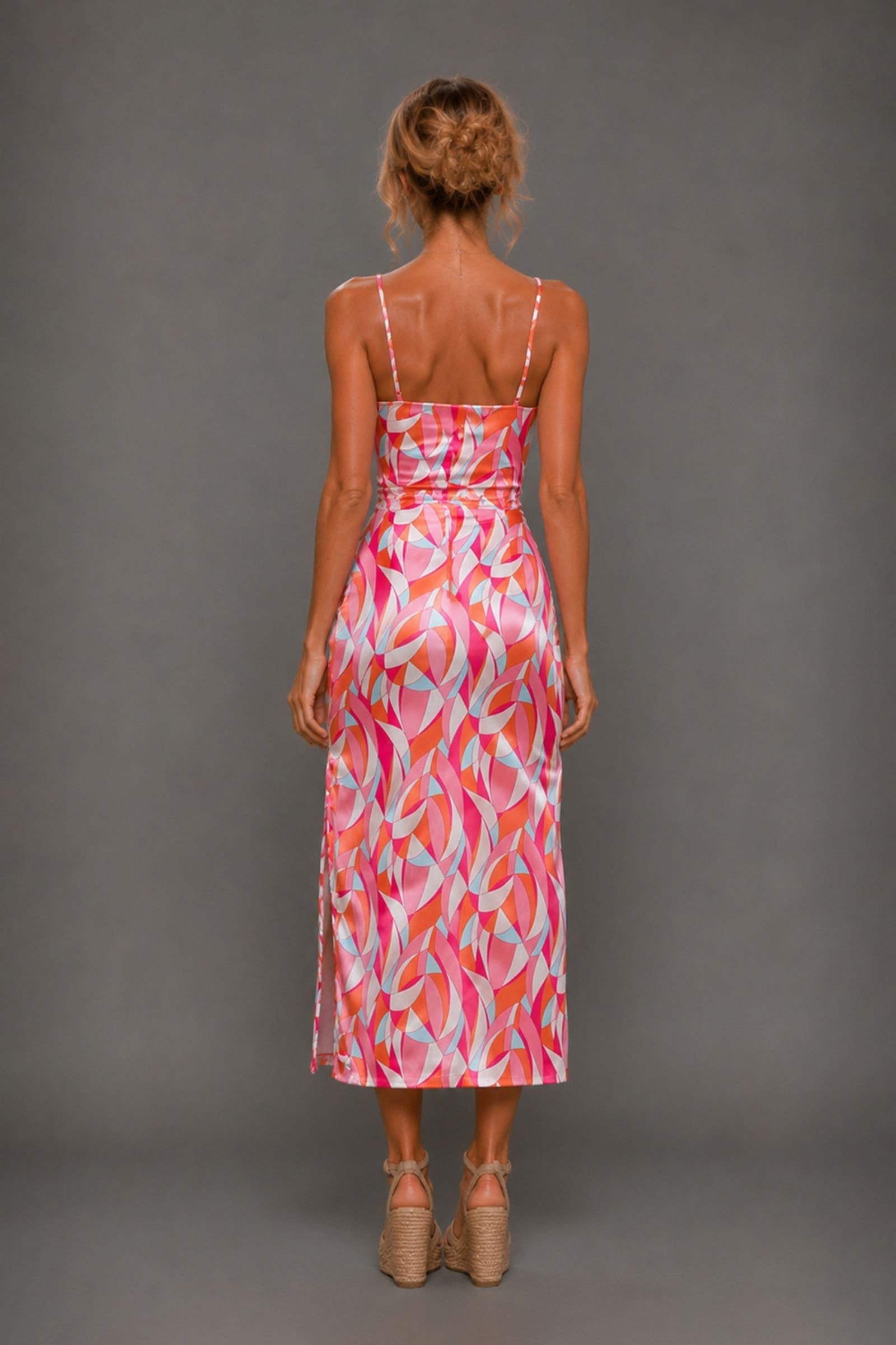 Vesper Vesper Women's Satin V Neck Midaxi Dress in Pink - 4