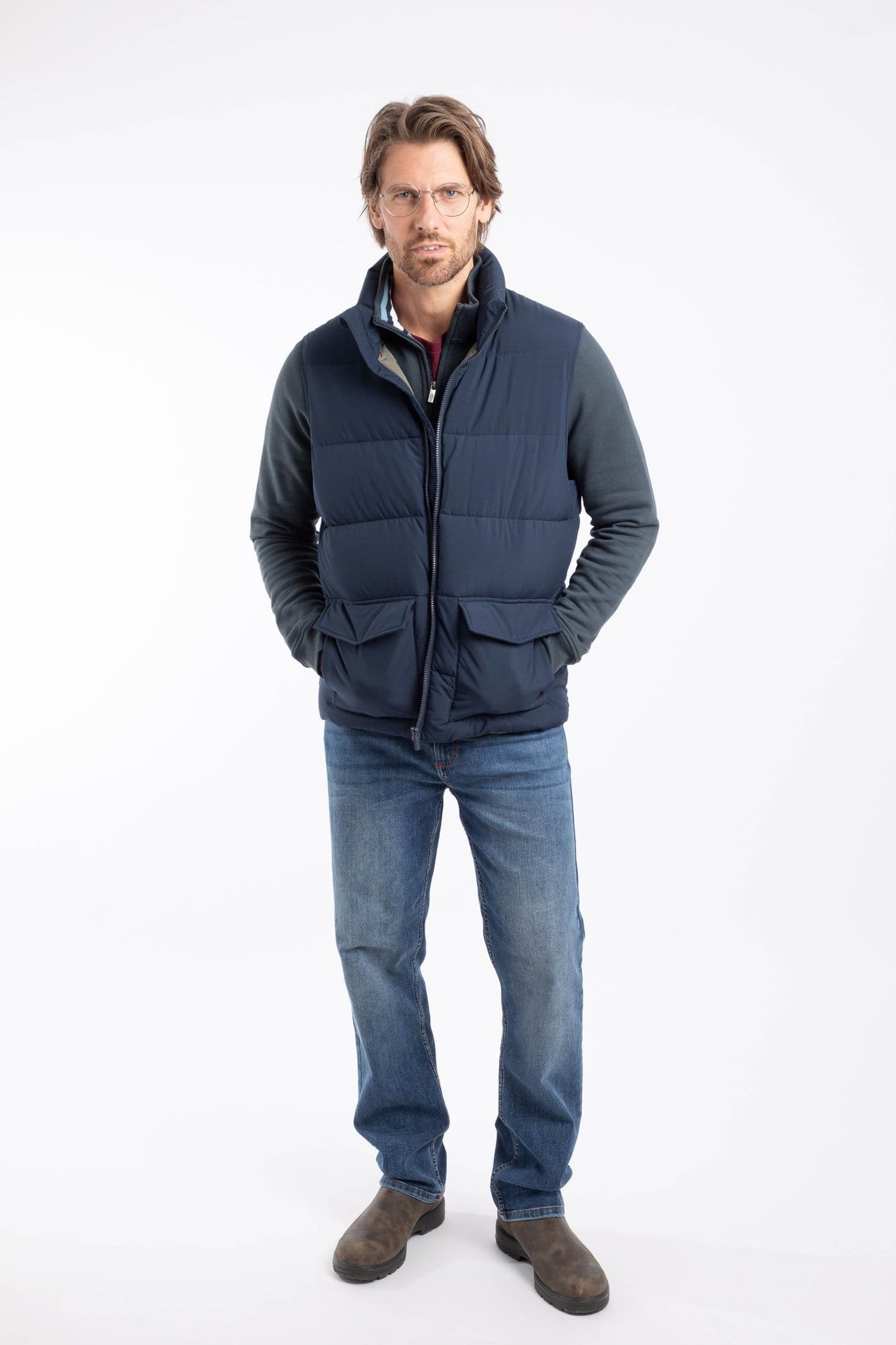 Weird Fish Weird Fish Men's Calderhead Heavyweight Padded Gilet in Midnight - 4