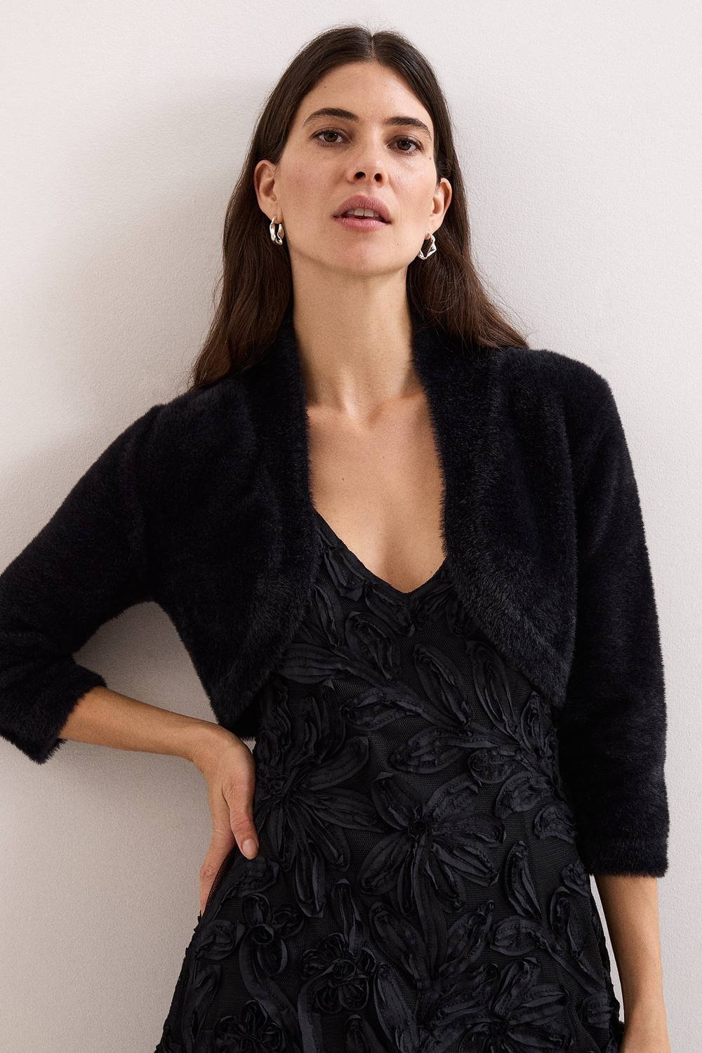 Phase Eight Phase Eight Women's Fay Fluffy Bolero in True Black - 2