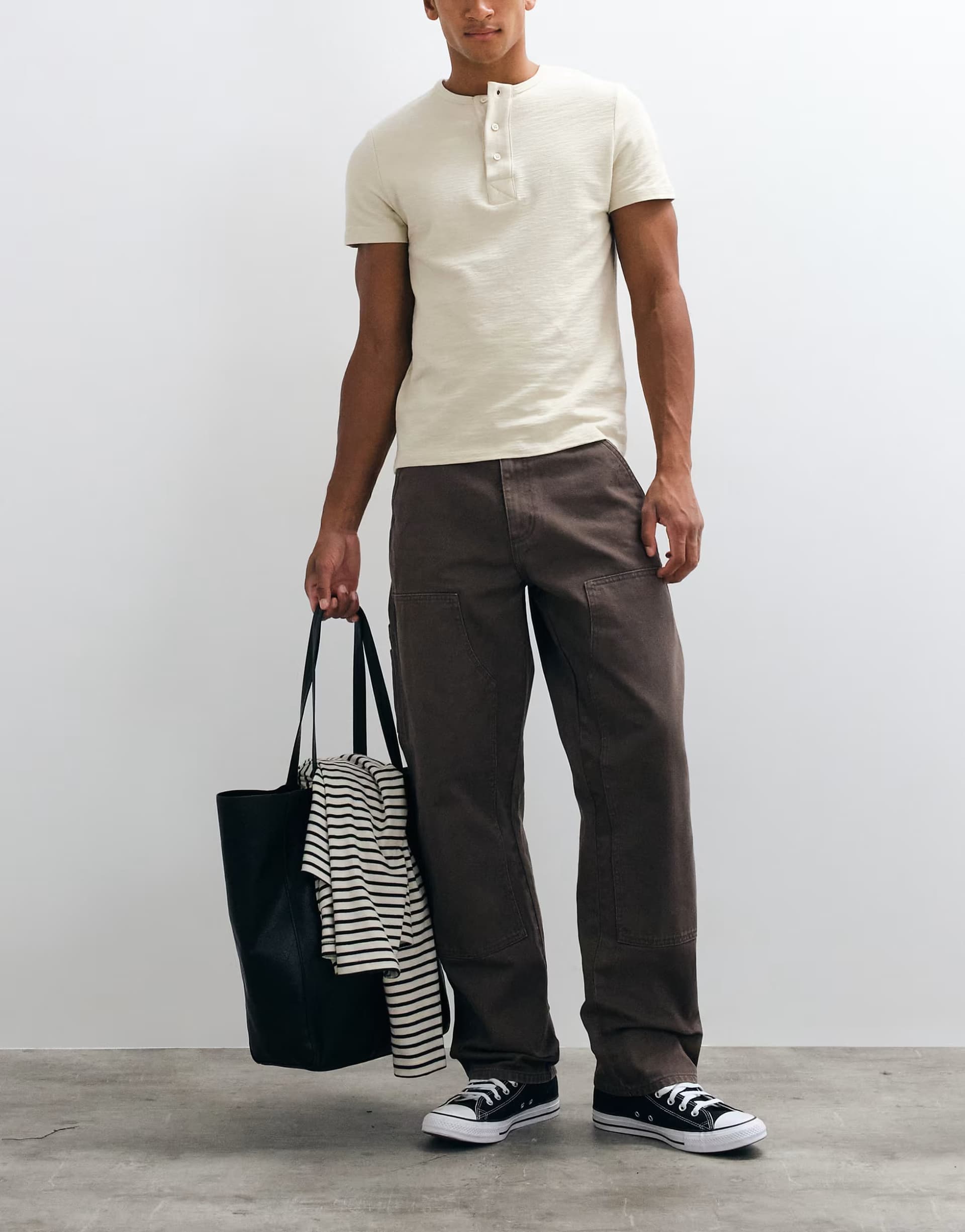 ASOS HUF double knee loose trousers in bark