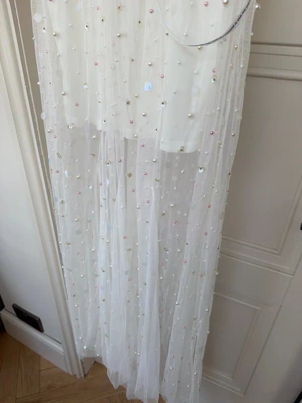 ASOS Hen party wedding bridal white party mesh asos sequin embellished starlet dress BNWT size 8 RRP £150