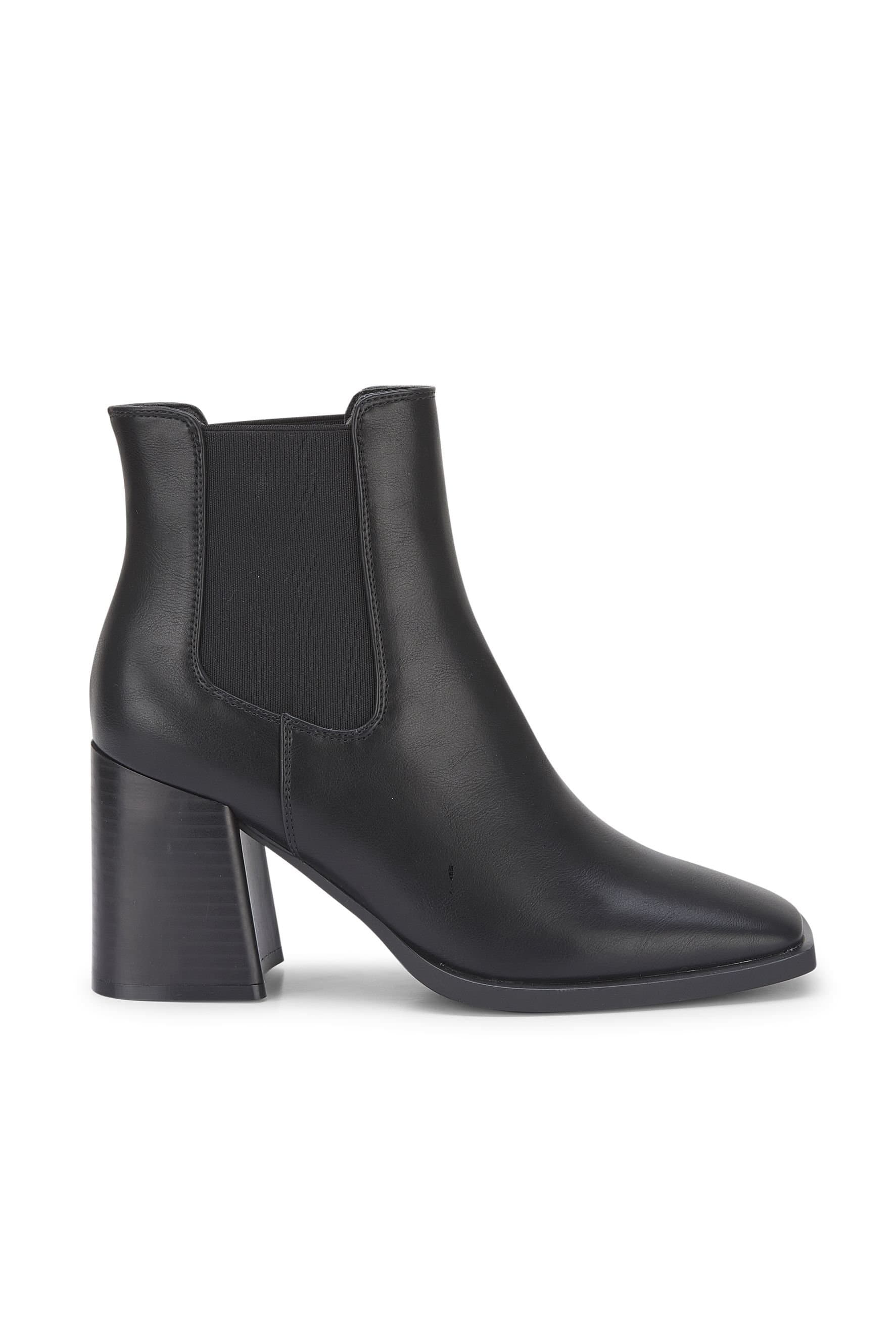 Truffle Collection Truffle Collection Women's Ankle Boots Chunky Heel Polyurethane Pull On Classic Shoes in Black