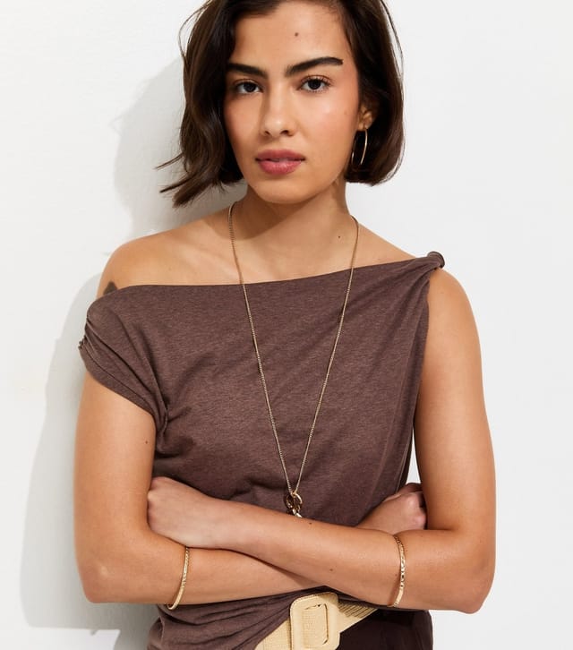 New Look Women's Dark Brown Textured Twist Shoulder Top New Look - 2