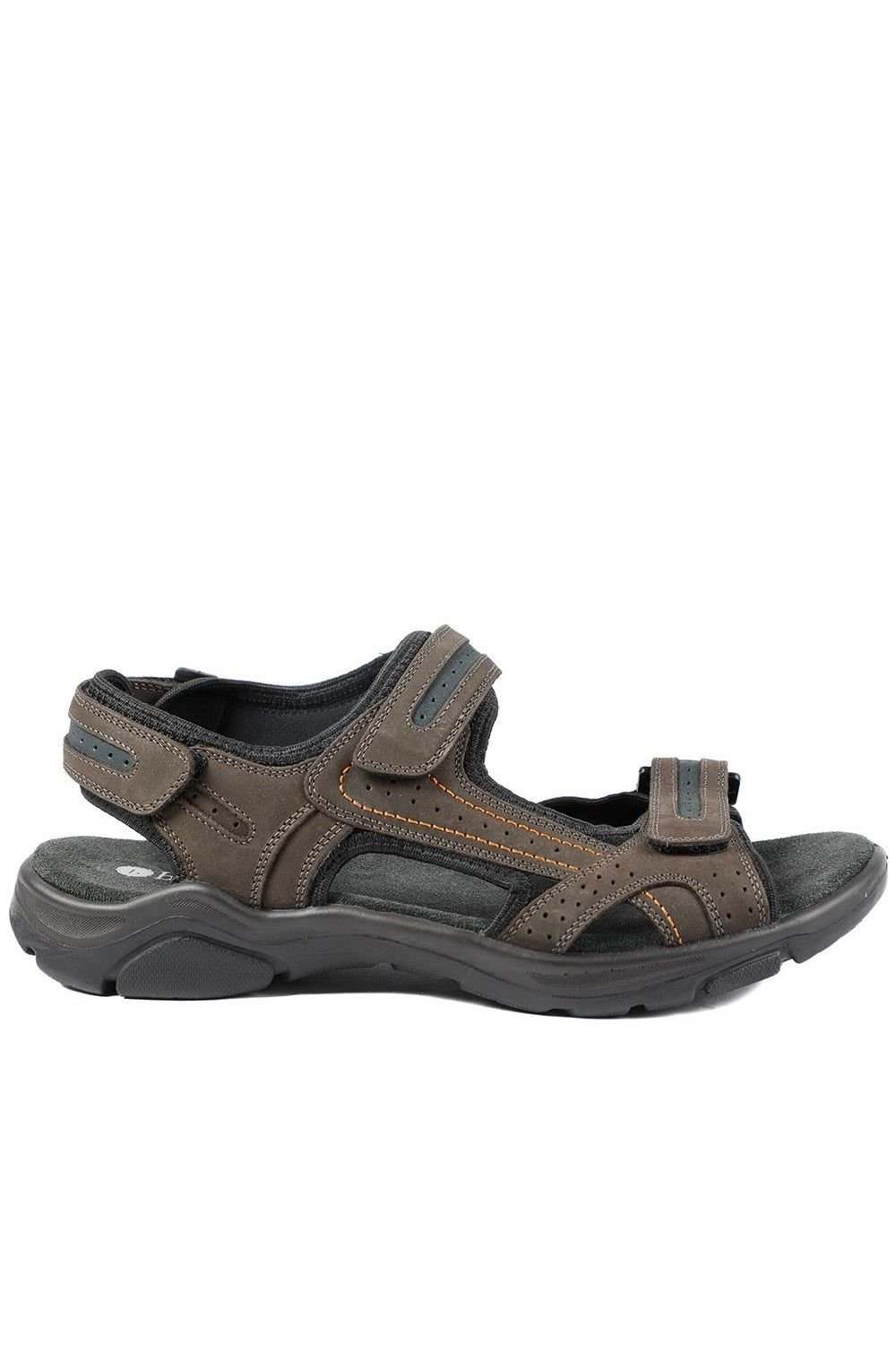 Pavers Pavers Men's Comfy Triple Touch Fasten Sandals in Dark Brown - 2