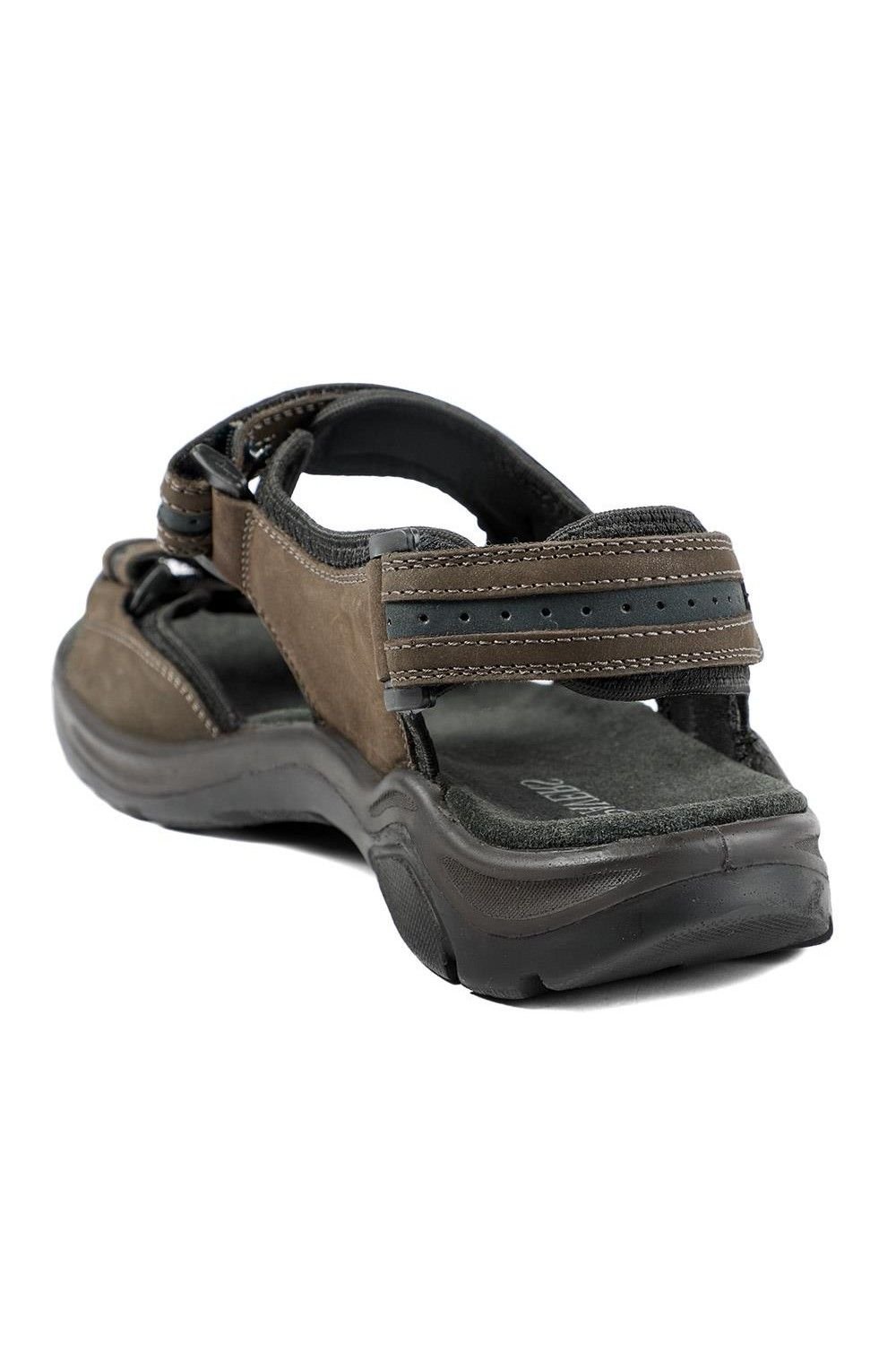 Pavers Pavers Men's Comfy Triple Touch Fasten Sandals in Dark Brown - 3