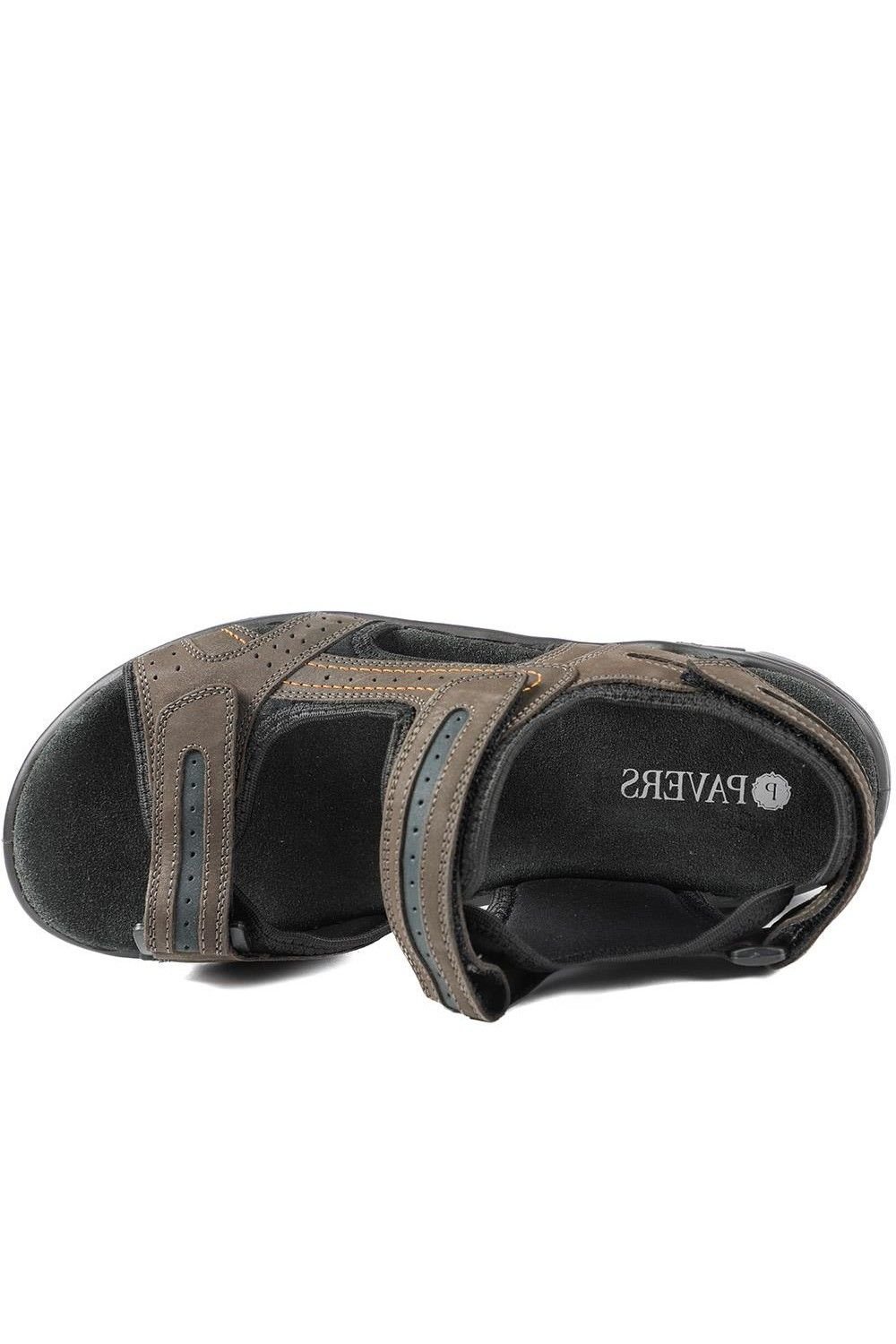 Pavers Pavers Men's Comfy Triple Touch Fasten Sandals in Dark Brown - 4