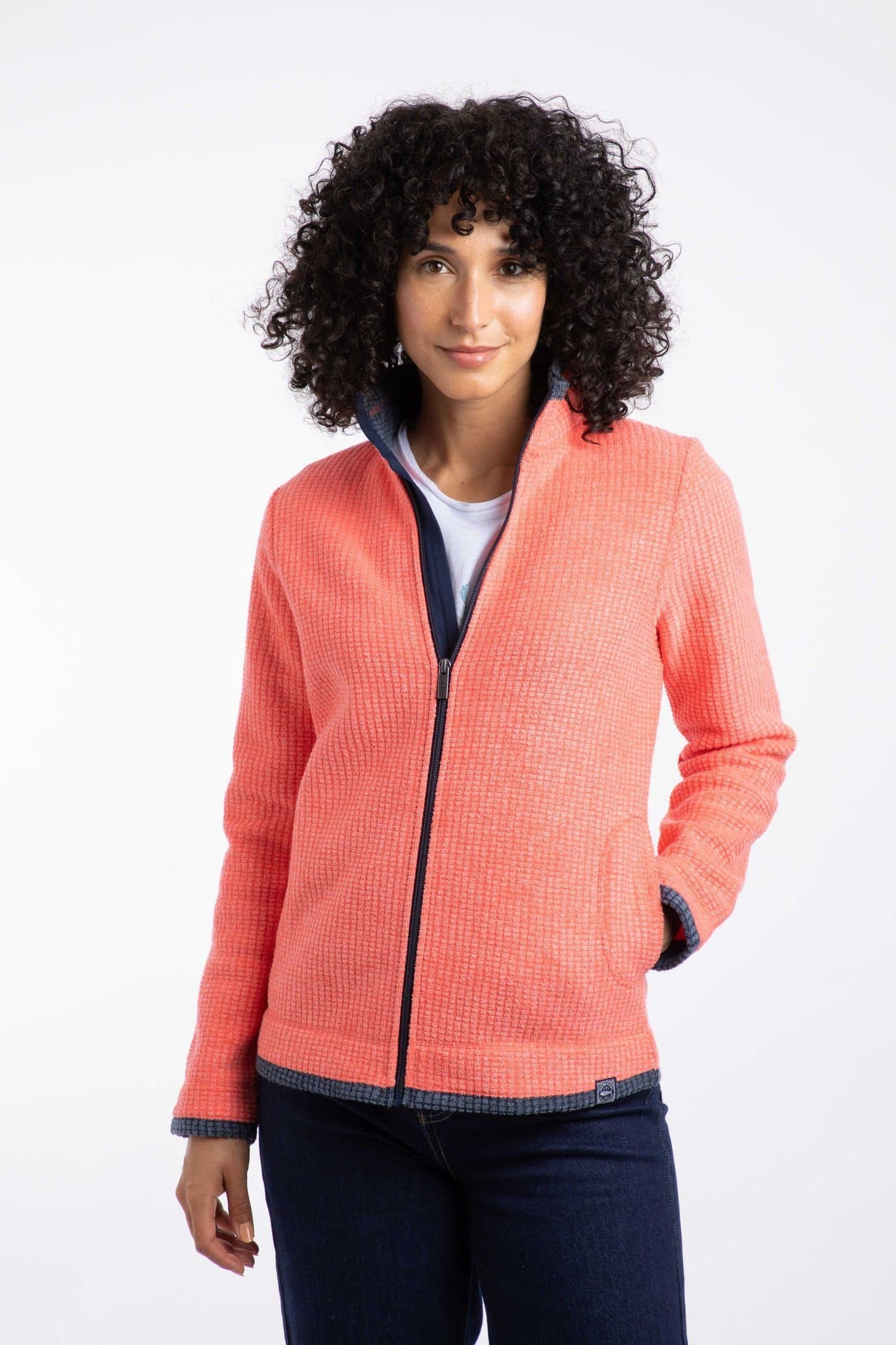 Weird Fish Weird Fish Women's Ariana Full Zip Grid Fleece in Coral
