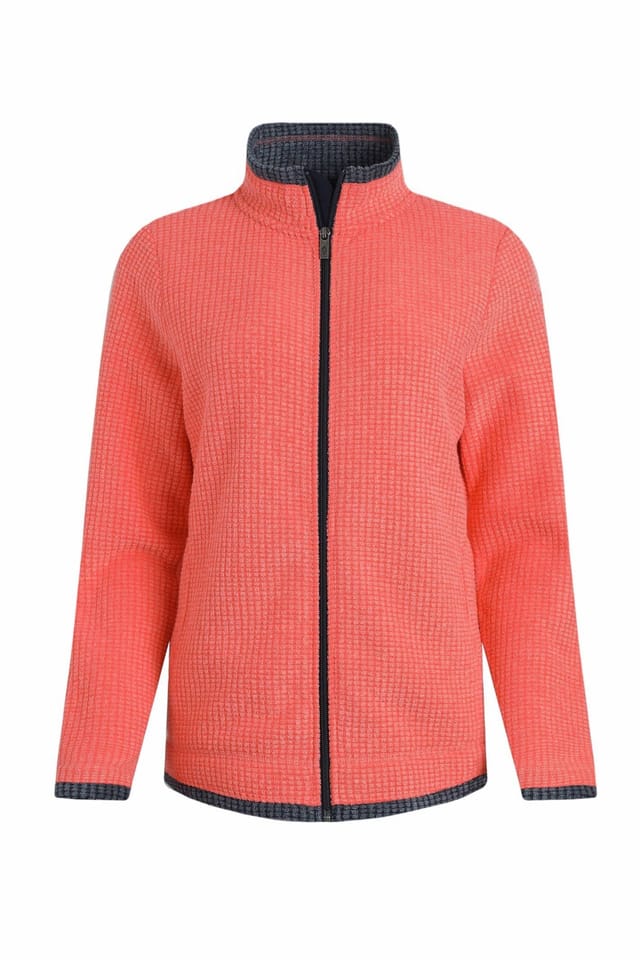 Weird Fish Weird Fish Women's Ariana Full Zip Grid Fleece in Coral - 2