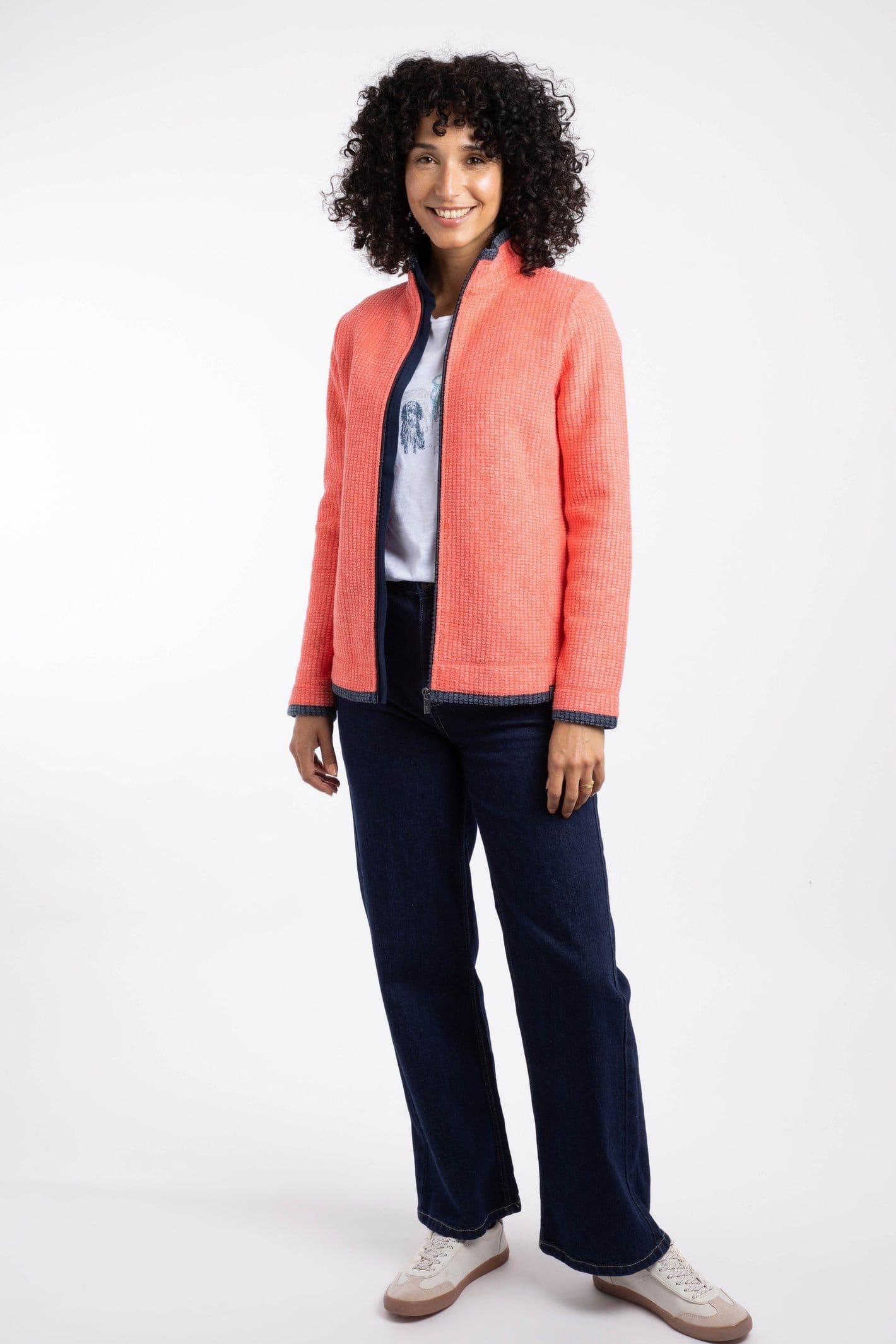Weird Fish Weird Fish Women's Ariana Full Zip Grid Fleece in Coral - 4