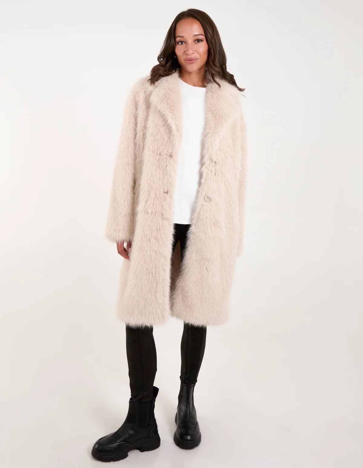 Blue Vanilla Plush Faux Fur Coat