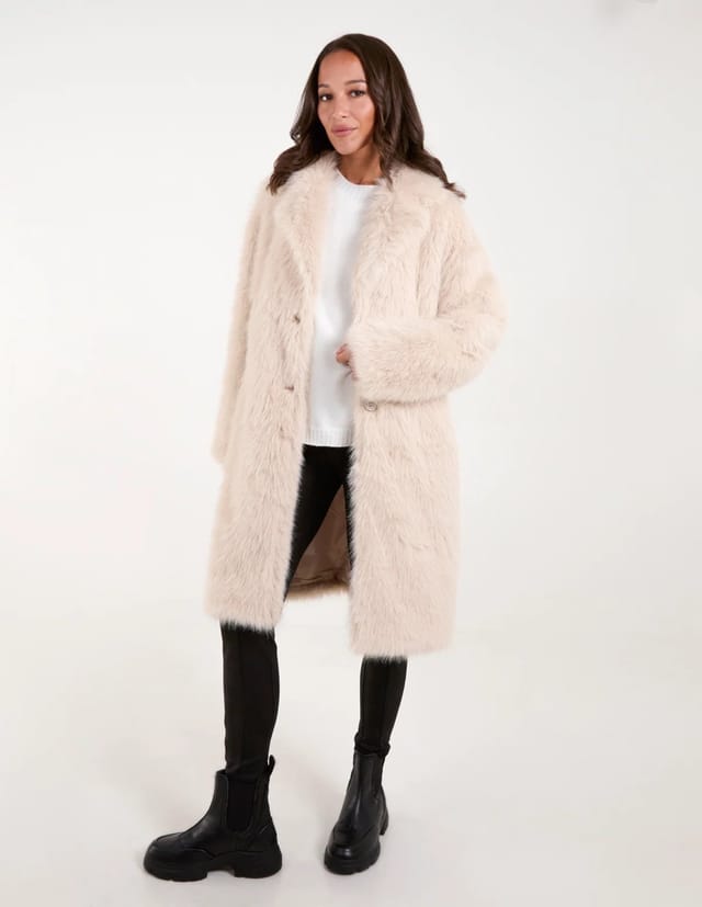 Blue Vanilla Plush Faux Fur Coat - 3
