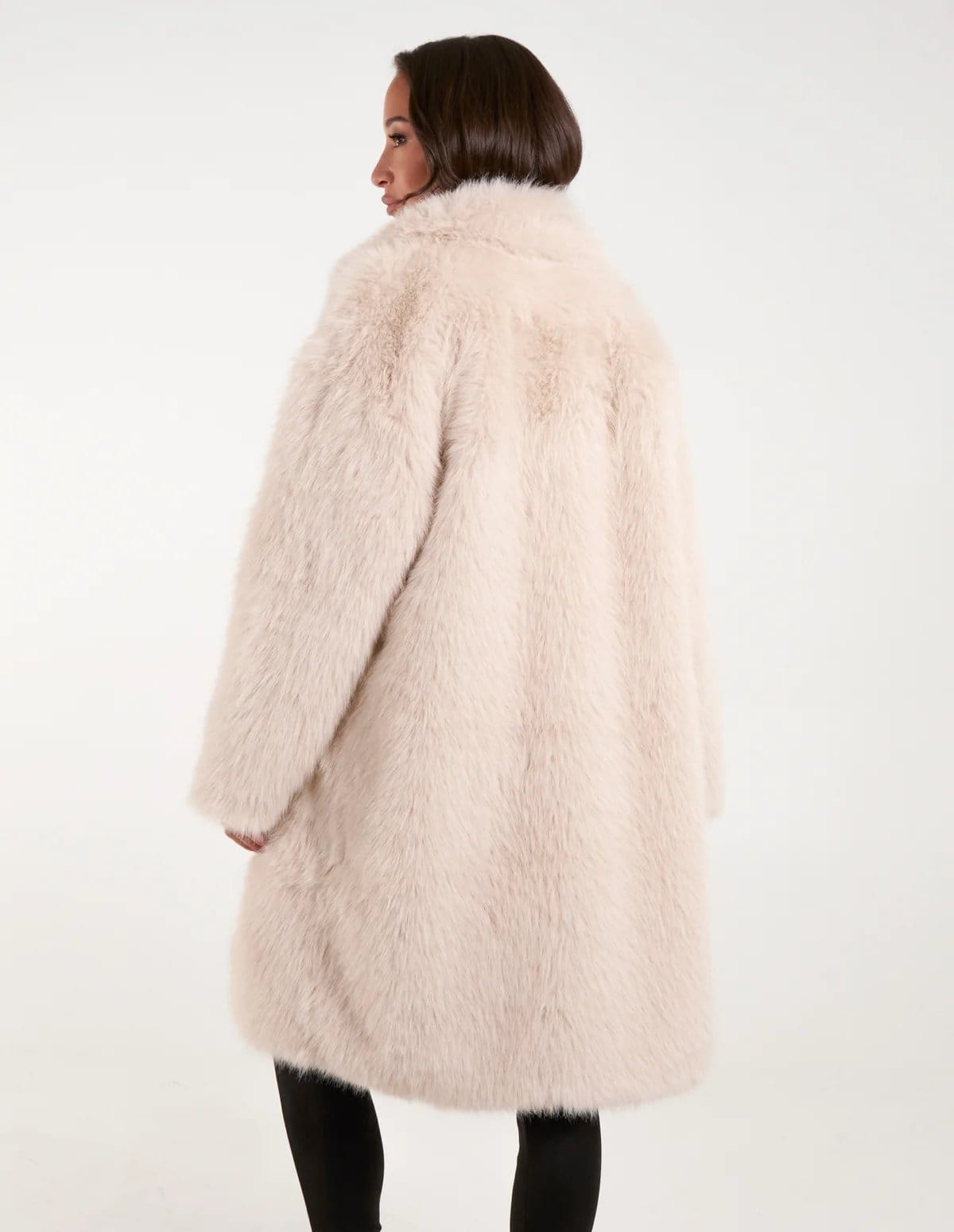 Blue Vanilla Plush Faux Fur Coat - 4