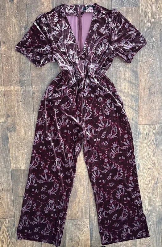 Disturbia RARE!Rrp£80!Snake Floral Velvet Jumpsuit Dress Wedding Birthday Hen Party Brunch Statement 12