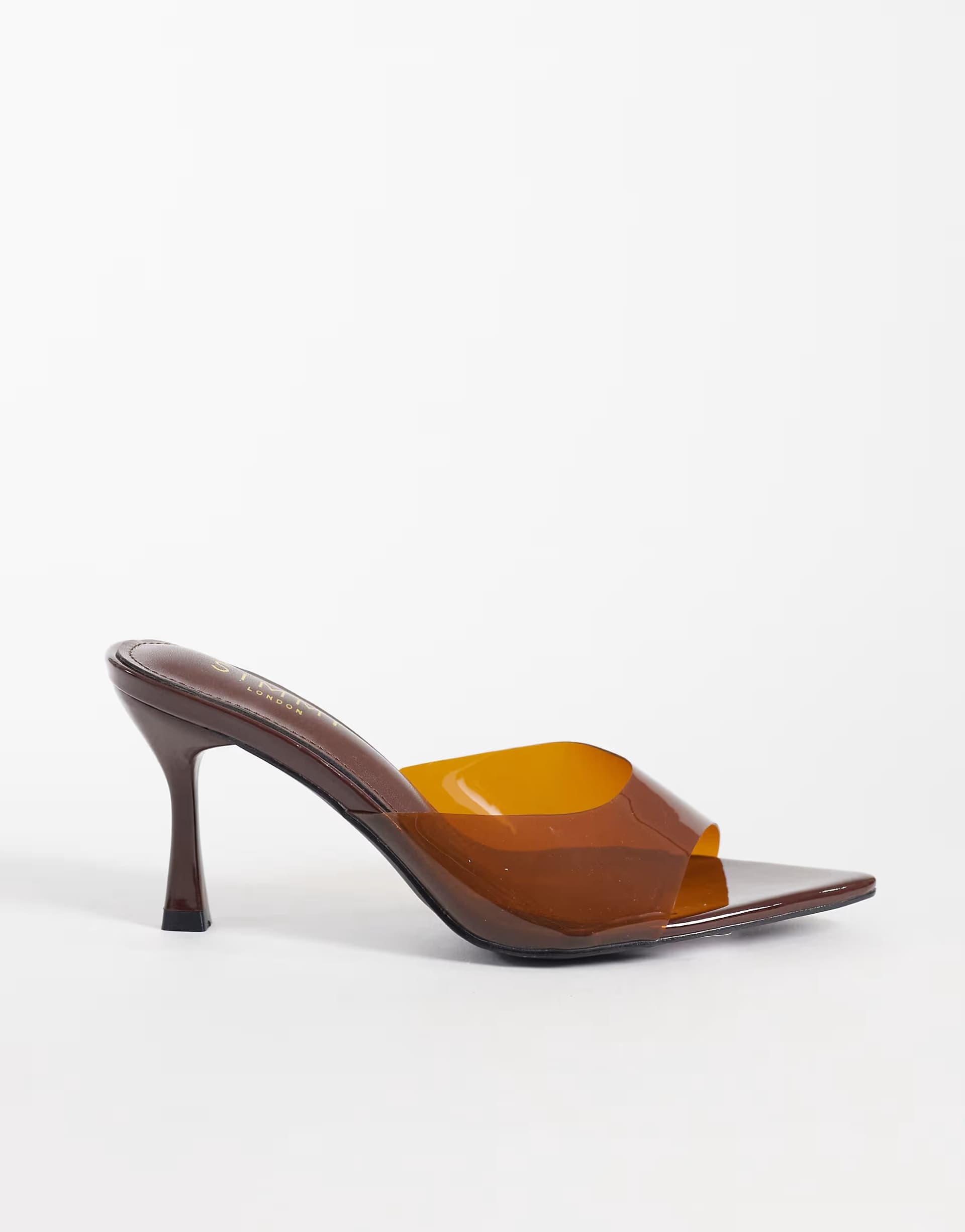 ASOS Simmi London Santo Wide Fit heeled mule sandals in chocolate