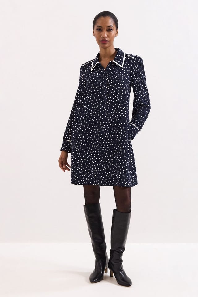 Phase Eight Phase Eight Women's Collared Mini Tunic Dress in Dark Navy - 2