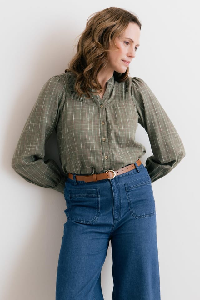 Lily & Me Lily & Me Women's Poplar Cotton Checked Blouse - 2