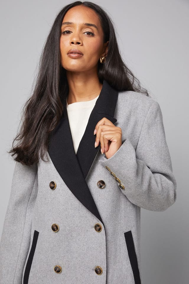 Wallis Wallis Women's Contrast Collar & Pocket Detail Coat in Grey - 2