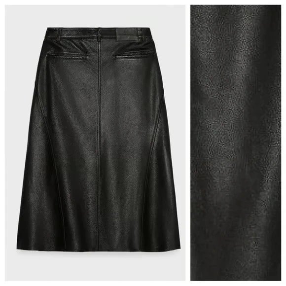 Zara Zara x Steven Meisel Cow Leather Midi Skirt Size XS 6 8 10 Black NEW Rare - 1