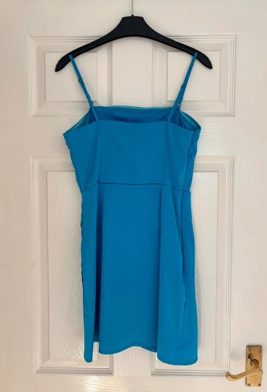 Hollister Hollister turquoise blue satin mini dress - size S UK 6-8