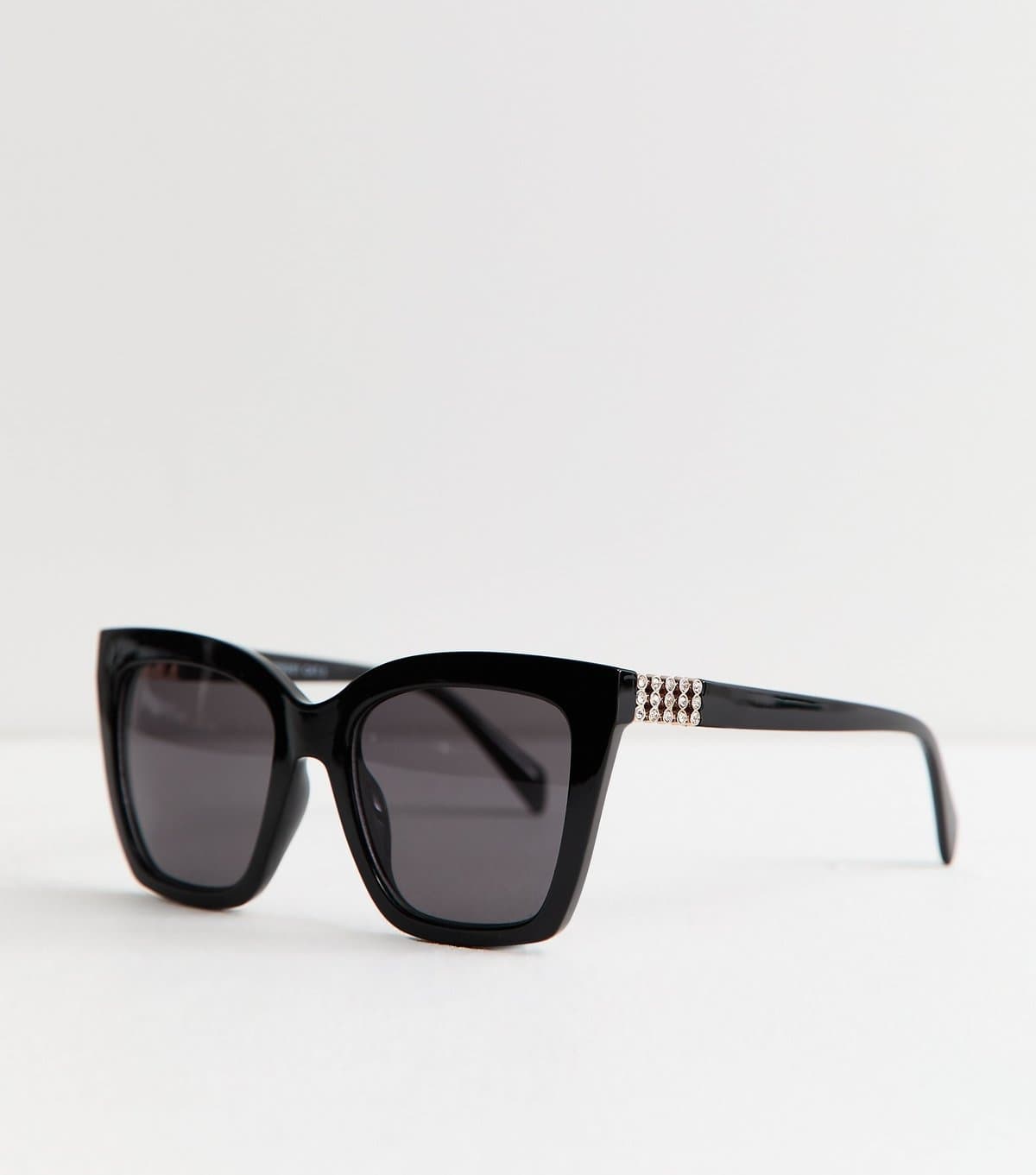 New Look Black Diamante Embellished D-Frame Sunglasses New Look