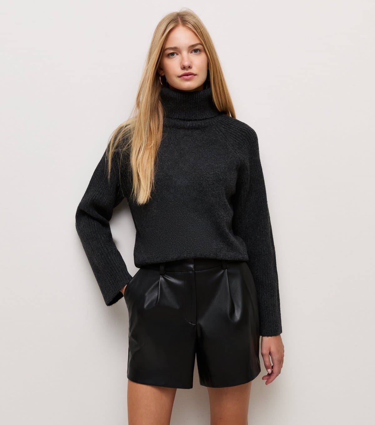New Look Women's Black Faux Leather Tailored Shorts New Look