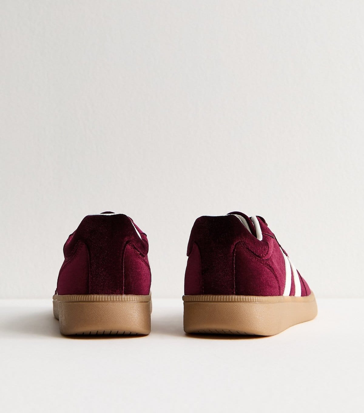 New Look Women's Burgundy Velvet Contrast Panel Trainer Vegan New Look - 4