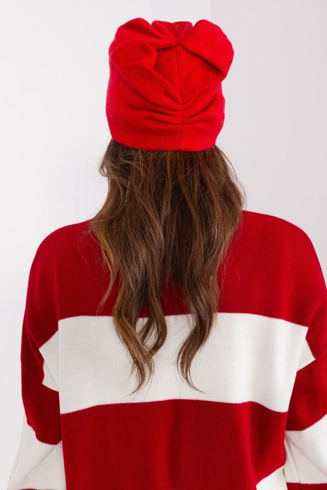 Love Lace Love Lace Women's Warm Smooth Knit Winter Hat with Side Applique Detail Comfort in Red - 3