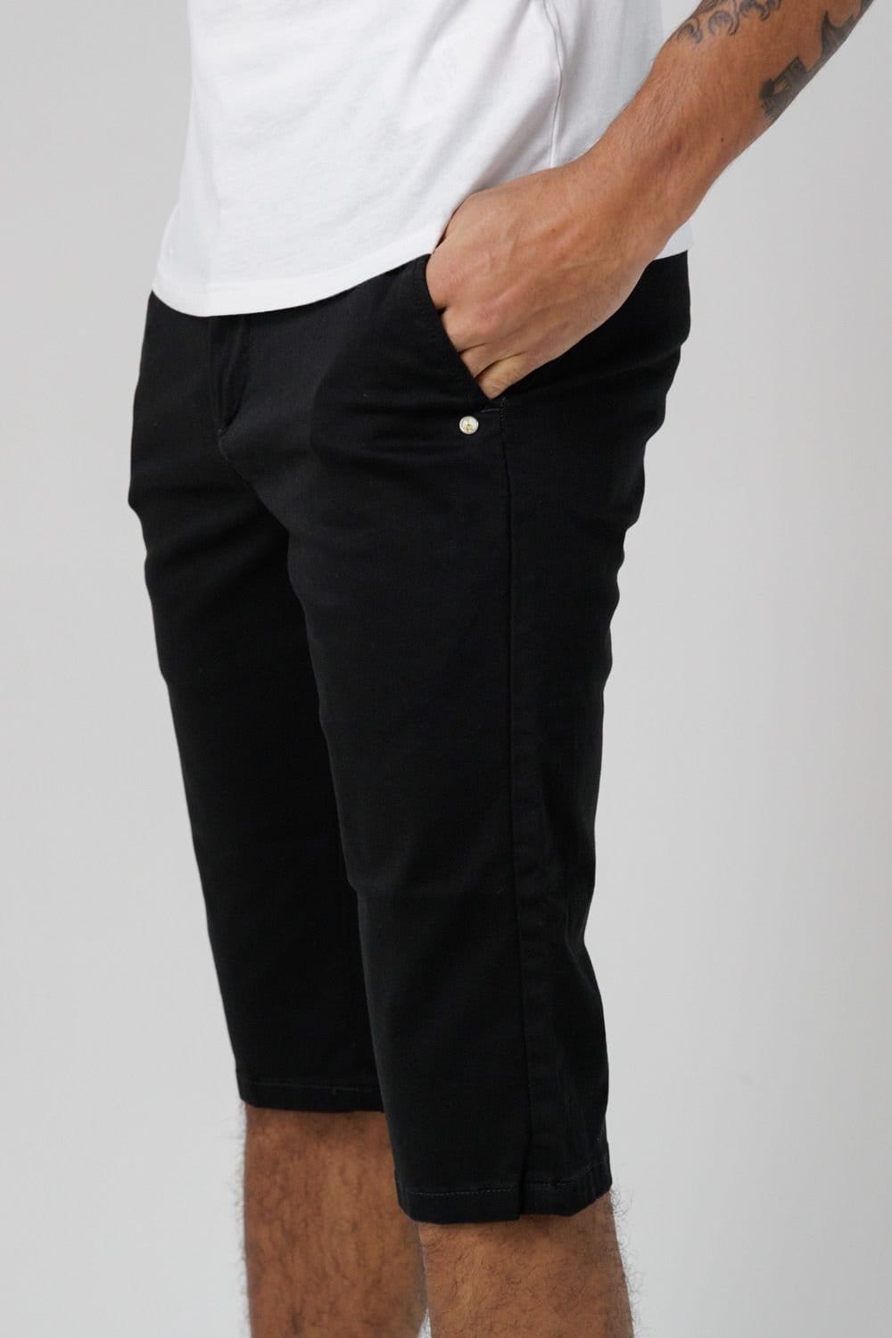 Monkee Genes Monkee Genes Men's Slim Fit Chino Shorts in Black - 4