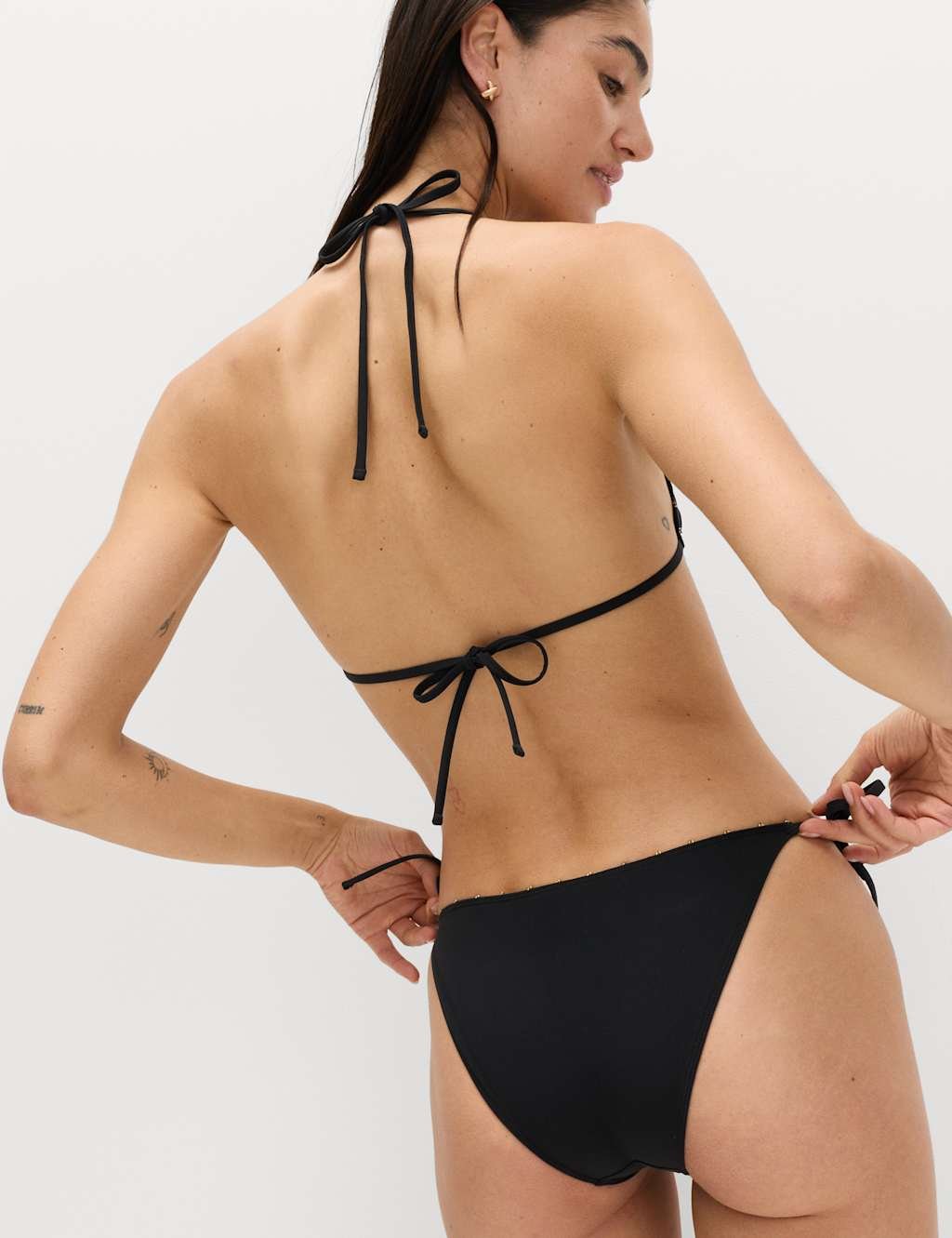 Marks & Spencer M&S Bead Detail Tie Side Bikini Bottoms Black - 3
