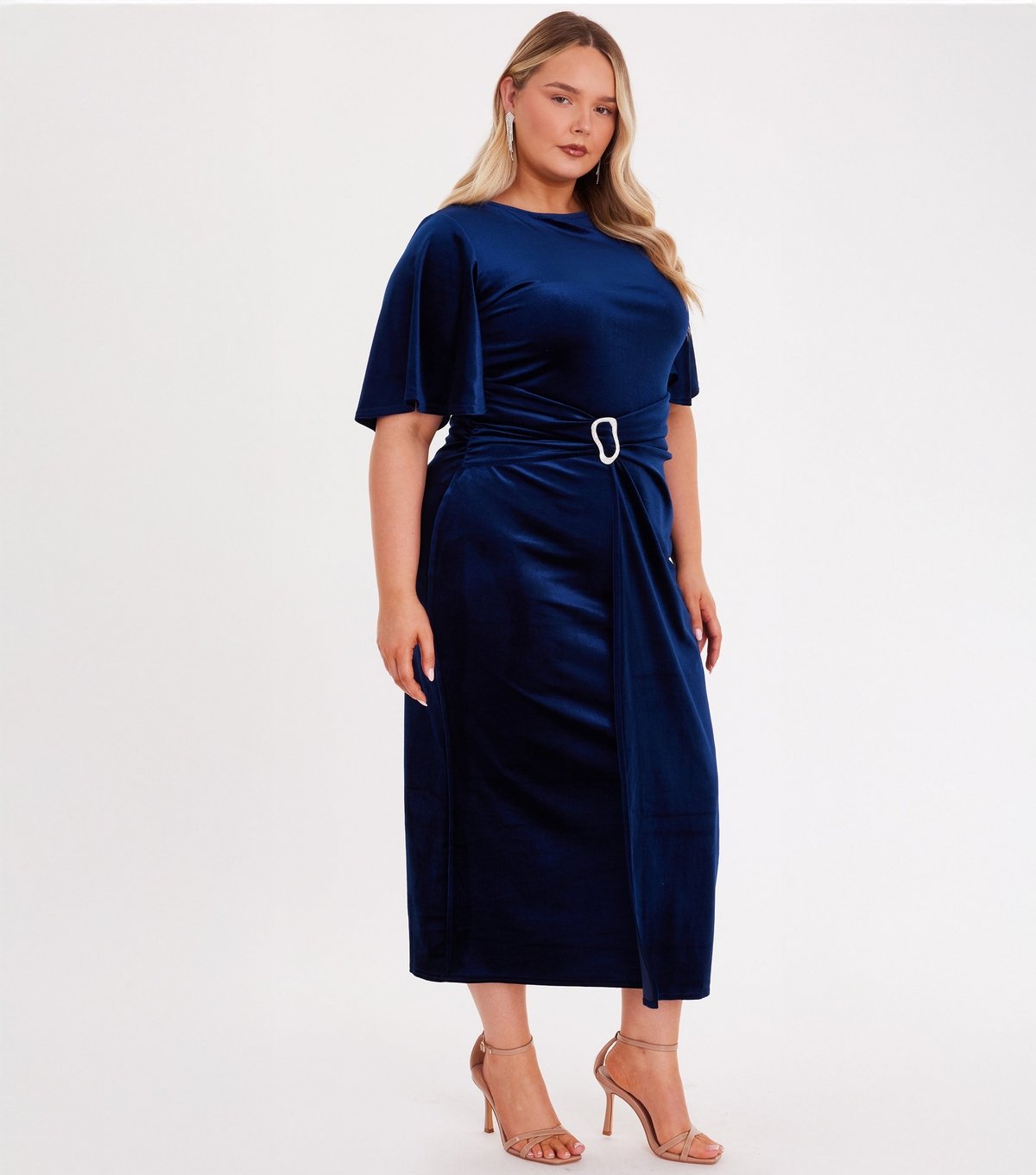Quiz Women's Navy Velvet Buckle Midaxi Dress Quiz New Look - 2